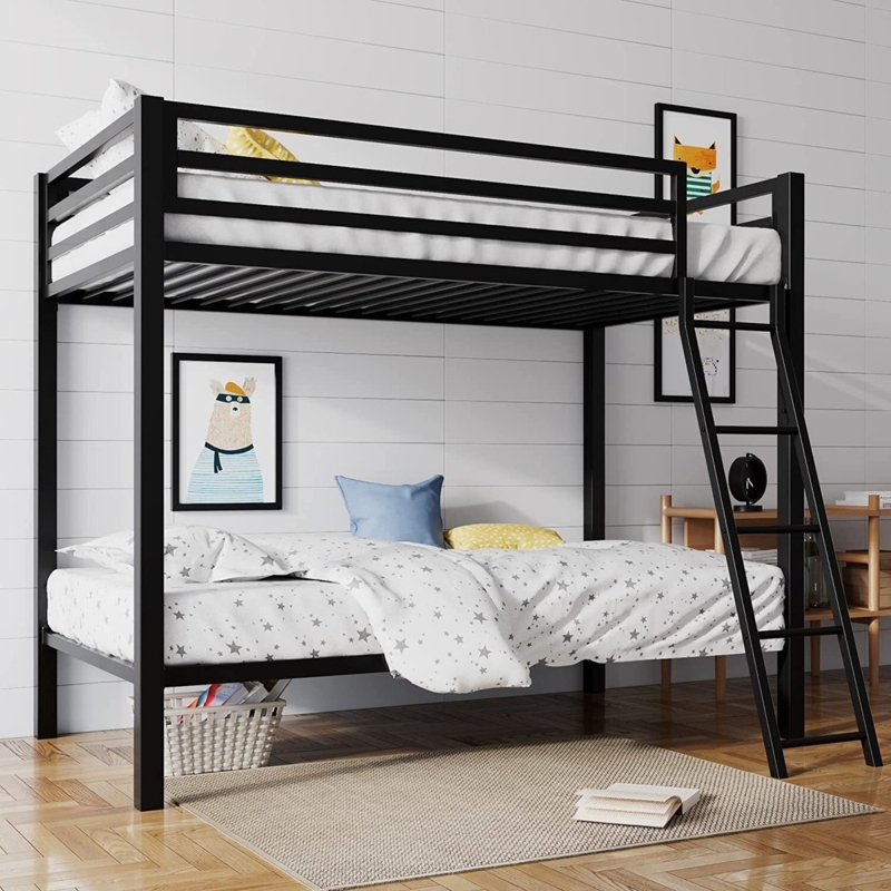 Industrial Bunk Bed Integrated Ladder, Square Tubing Guardrails