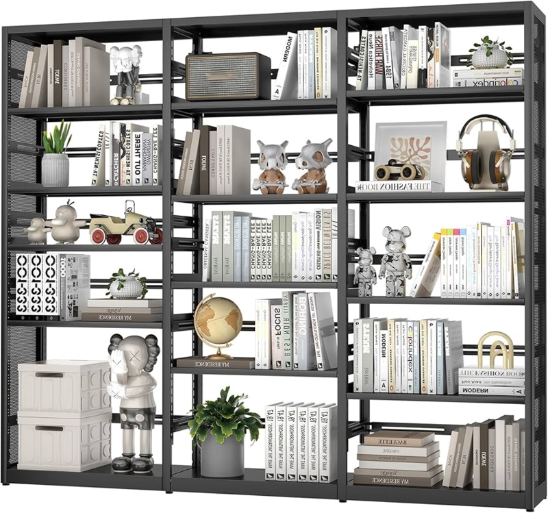 Industrial Metal Bookcase Extra Wide Open Shelving Unit
