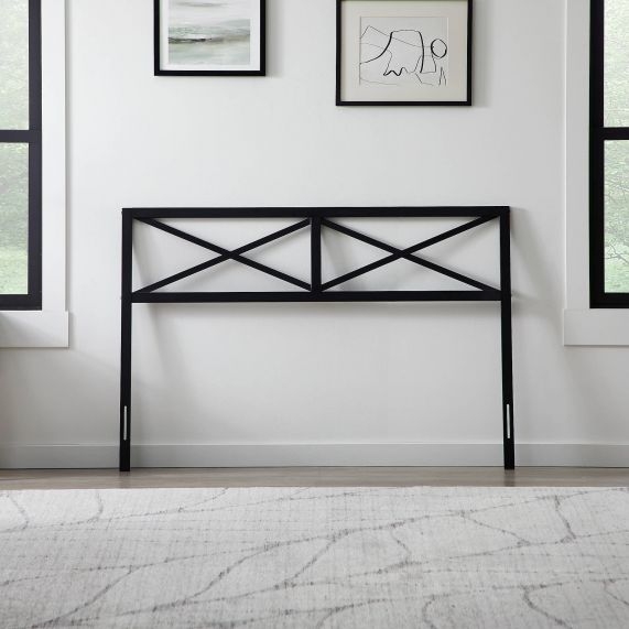 Industrial Metal Headboard Geometric Double X-Brace Design