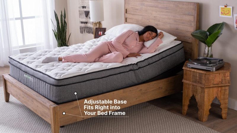 Integrated Wood Frame Adjustable Bed Base with Head Elevation