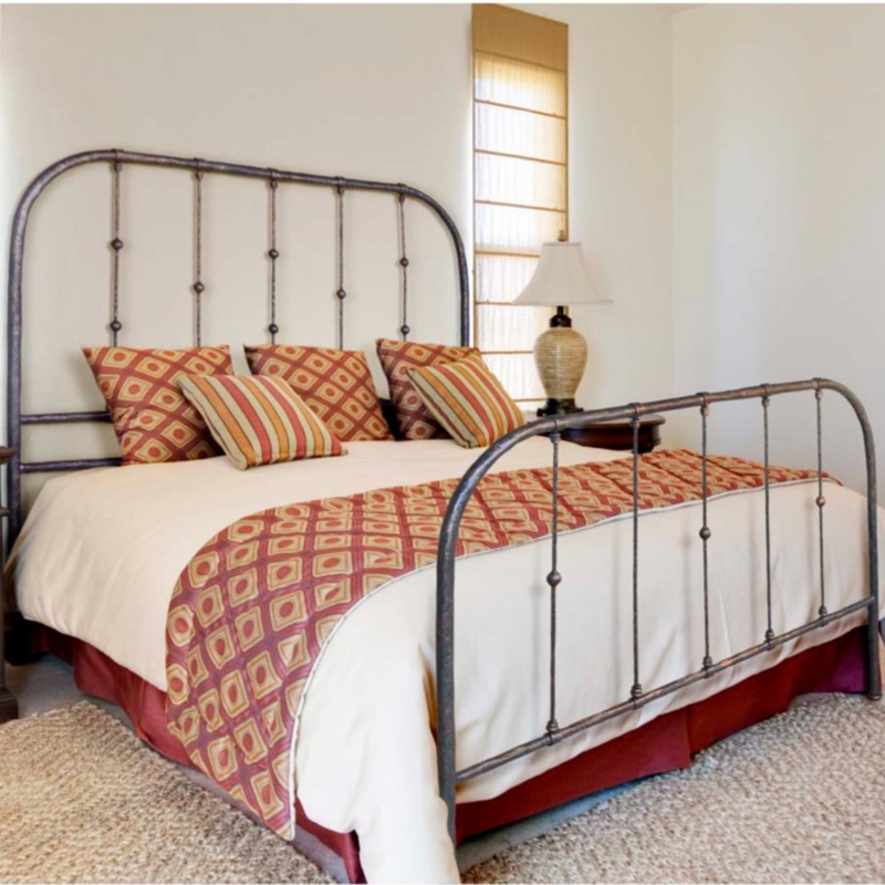 Iron Bed Frame Hand Forged Look Arched Silhouette Traditional Rustic