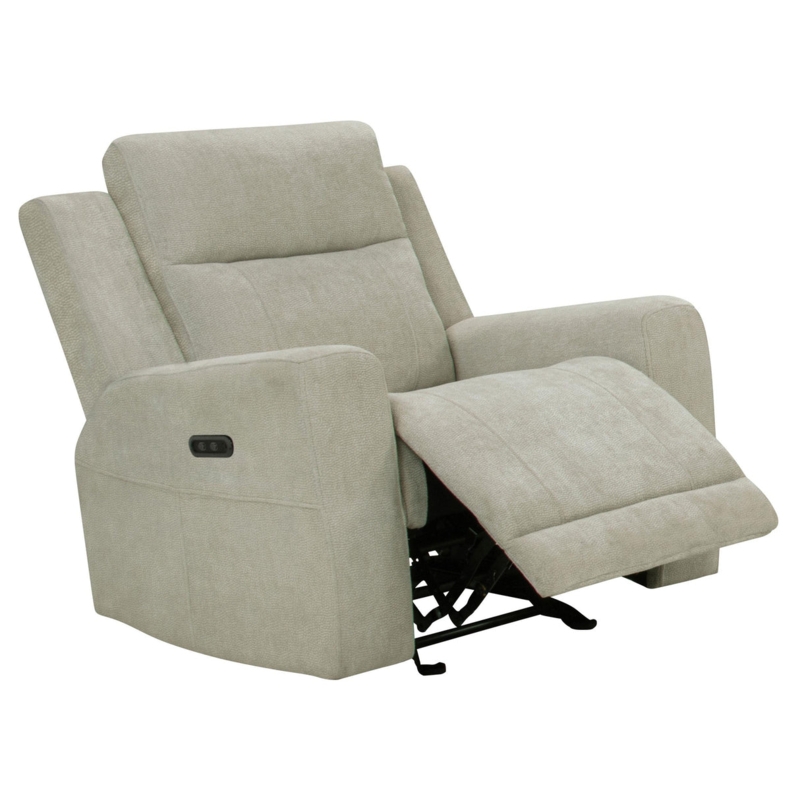 Ivory Chenille Power Recliner with Extended Footrest