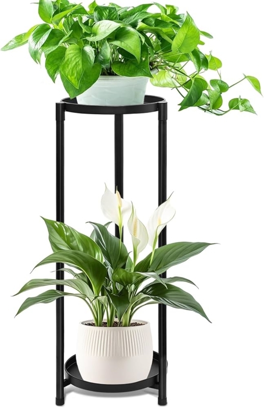 : KHayRovies 2 Tier Plant Stand Indoor Tall, Black Corner Tiered  Round Plant Stand for Indoor Multiple Plants, Metal Flower Pot Stands  Outdoor Holders Plant Shelf Display Rack for Balcony Living