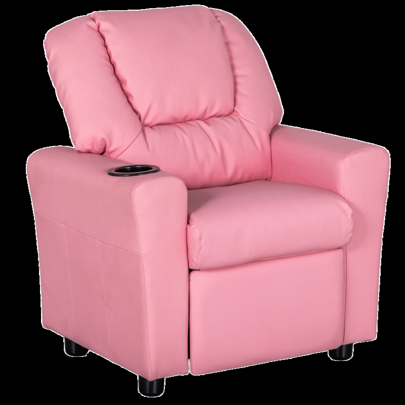 Kids Recliner Bubblegum Pink Small Scale Integrated Cupholder