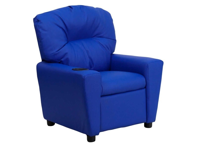 Kids Recliner with Integrated Cup Holder and Small Scale, Vibrant Blue