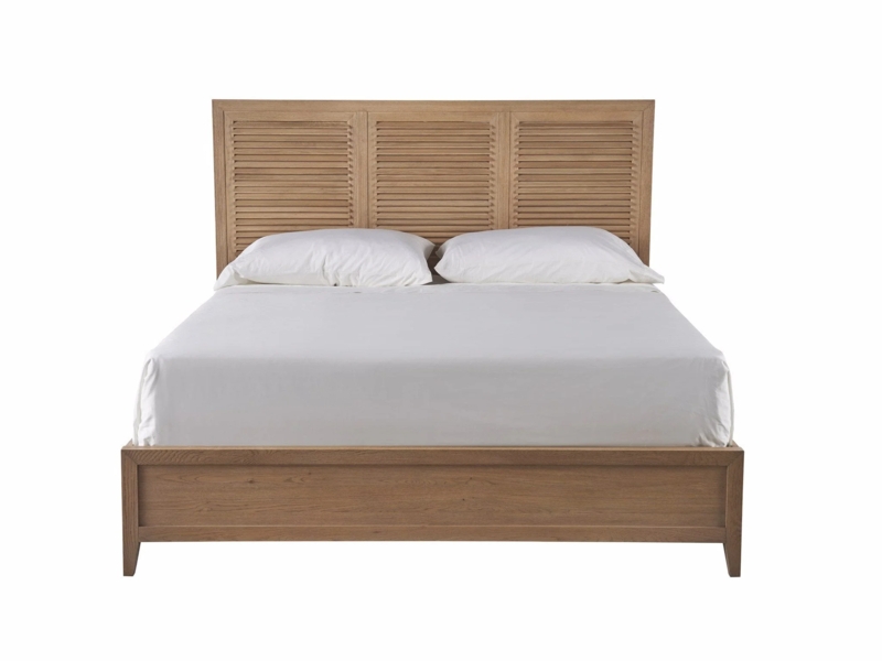 King Bed Louvered Headboard Shutter Detail Coastal Wood Bed Frame