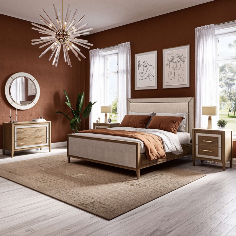 King Bed Upholstered Wood Frame Coastal Modern Furniture