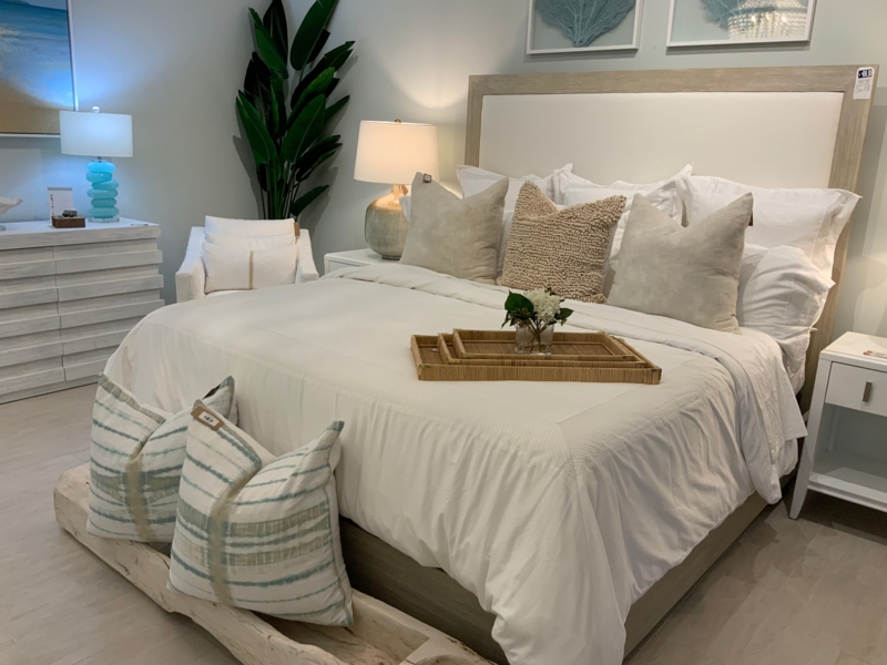 King Bed Wood Framed Headboard Tall Upholstered Bed
