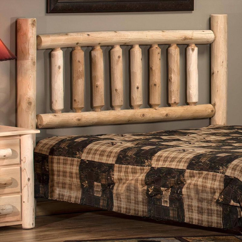 King Headboard Vertical Spindles Log Construction Lodge Style
