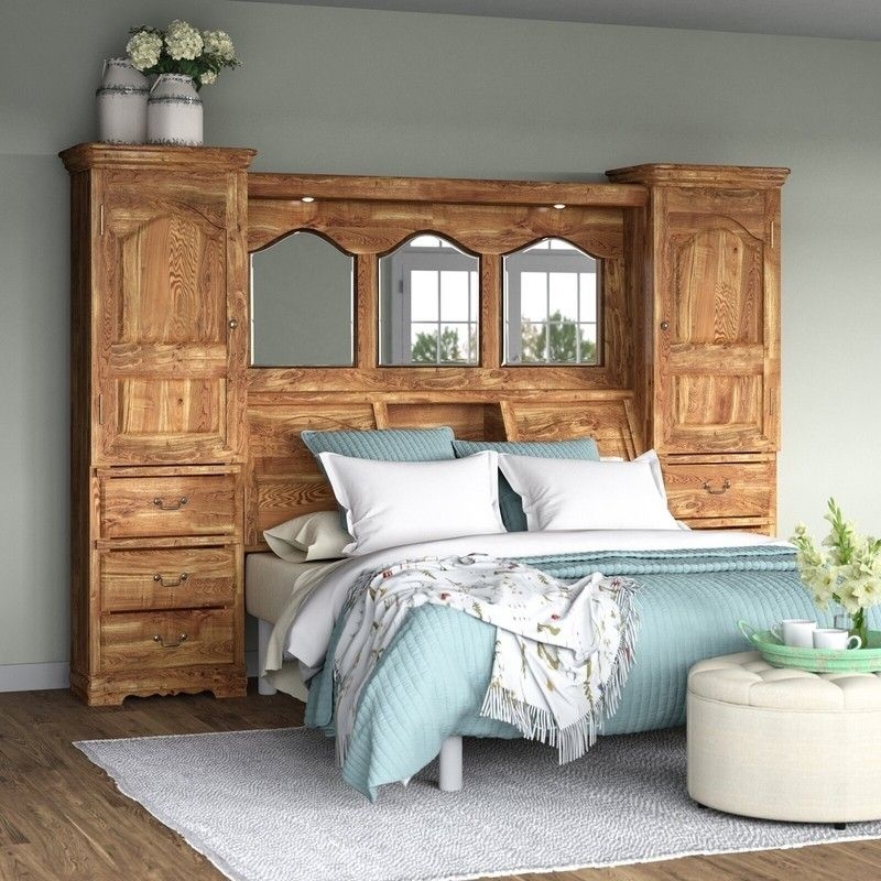 King Pier Headboard with Mirrors and Lights