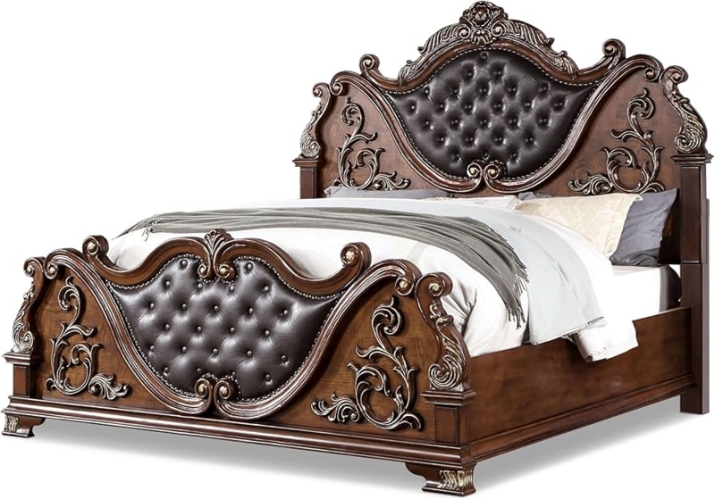King Size Bed Button Tufted Matching Footboard
