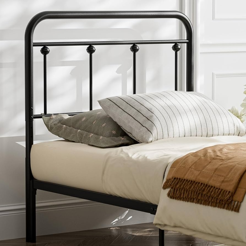 - KZNGK Black Metal Twin Size Headboard, Farmhouse and Vintage  Style Dorm Headboards Only, Adjustable Height, Spindle Detail and Elegant  Curves Design