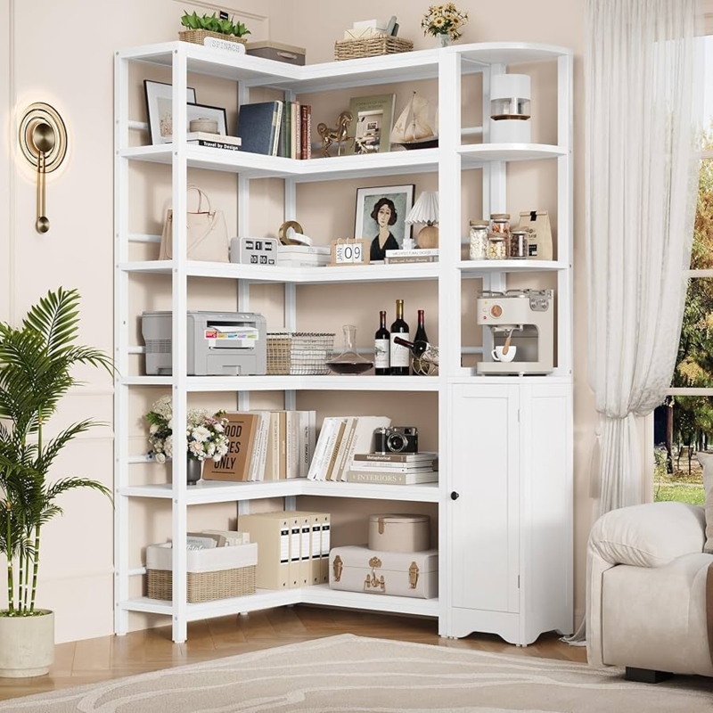 L-Shaped Corner Bookshelf Integrated Cabinet Modern Minimalist