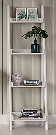 Ladder Bookcase White Narrow 4-Shelf Design For Small Spaces