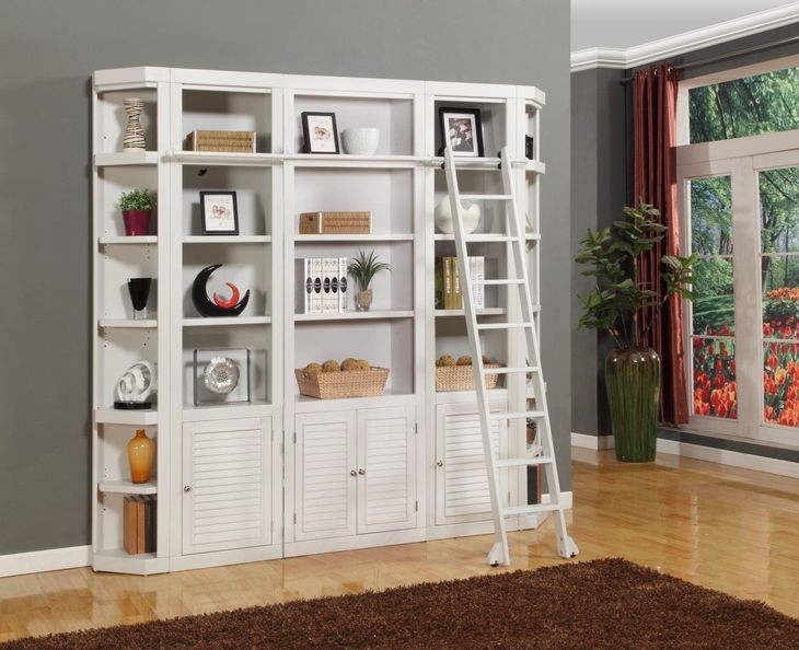 Library Wall, Rolling Ladder Louvered Corner Cottage Unit