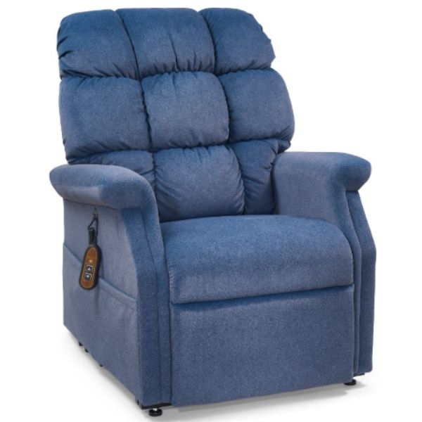 Lift Chair Blue Overstuffed Back Rolled Arms Corded Remote