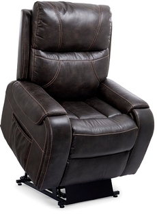 Lift Chair Espresso Leather-Like, Contrast Stitching, Tiered Back