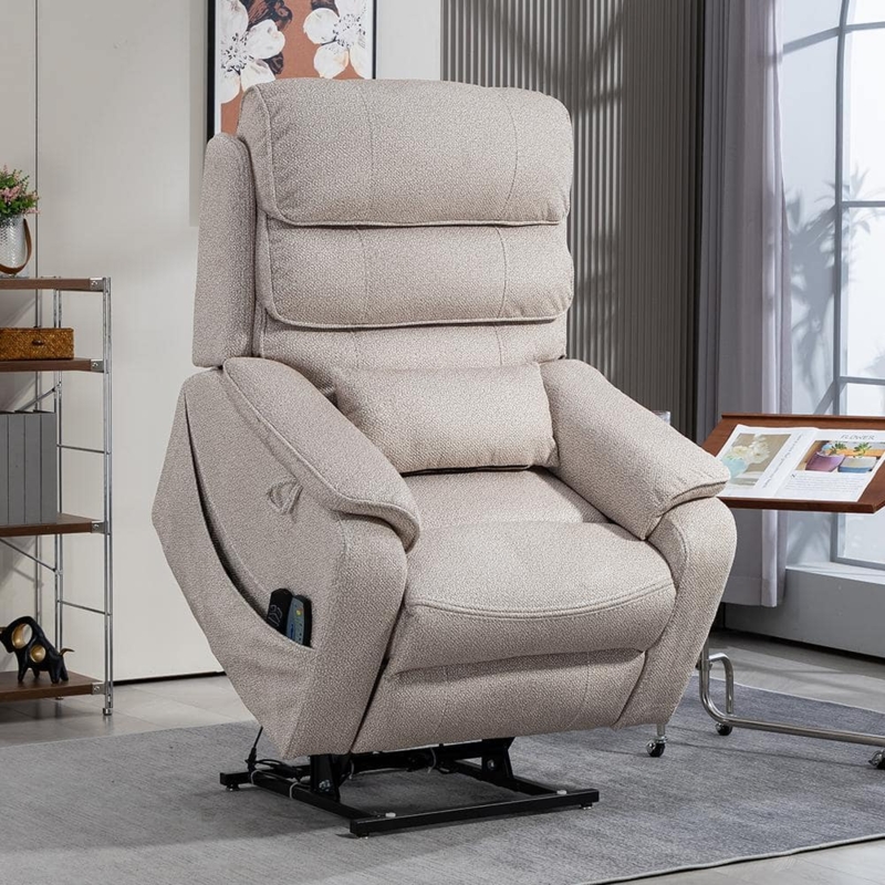 Lift Chair Gray Chenille Texture Oversized Tiered Backrest