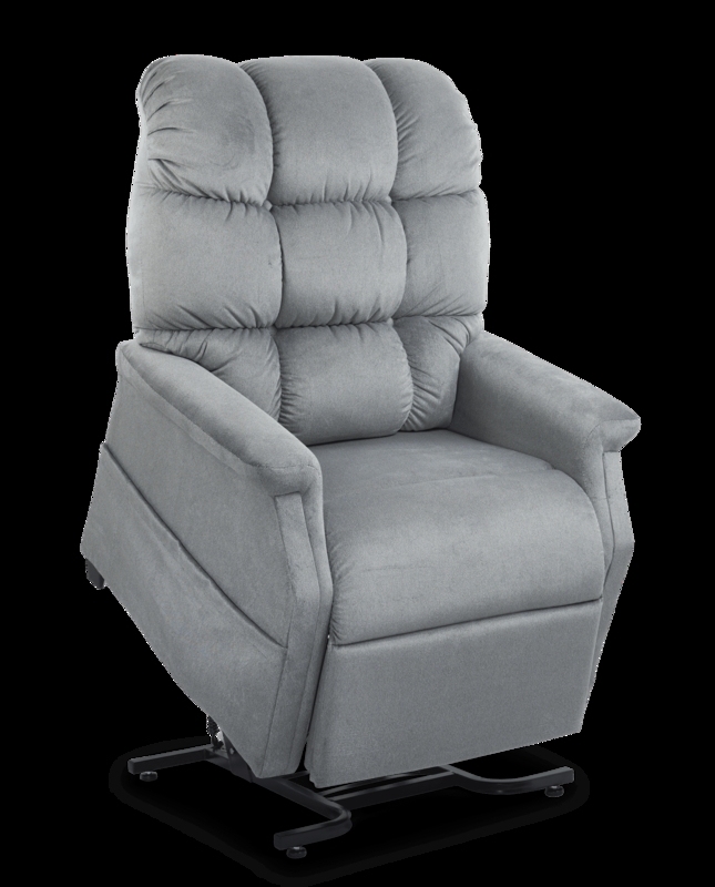 Lift Chair Gray Segmented Back Flared Arms Overstuffed