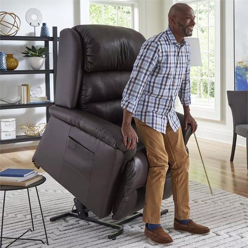 Lift Chair Recliner Leather Like Split Back Overstuffed