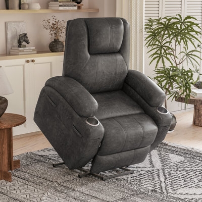 Lift Chair with Integrated Cup Holders, Power Lift, and Side Pockets