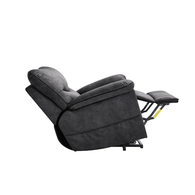 Lift Recliner Dark Grey Power Assistance Tufted Back Microsuede Like