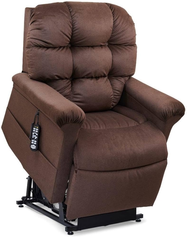 Lift Recliner Hazelnut Fabric Biscuit Tufting Power Lift