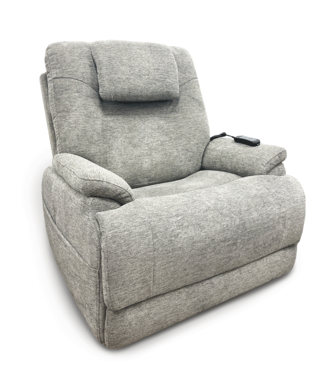 Lift Recliner Heathered Gray Upholstery with Corded Remote