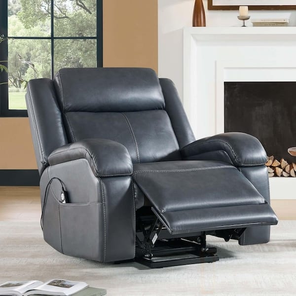 Lift Recliner in Navy Blue with Contrast Stitching Details