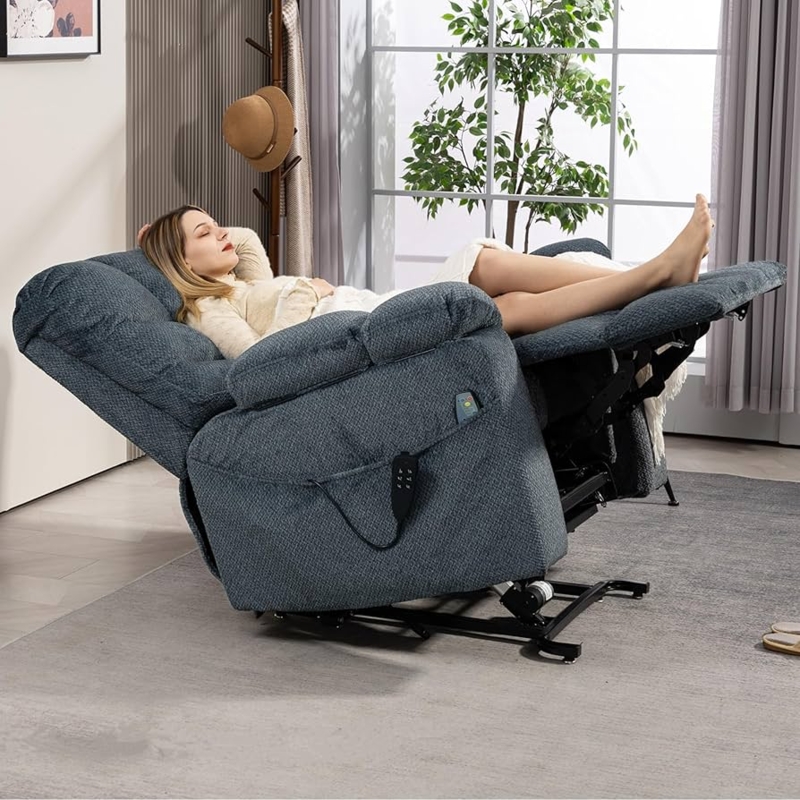 Lift Recliner in Slate Blue with Zero Gravity Lay Flat Recline