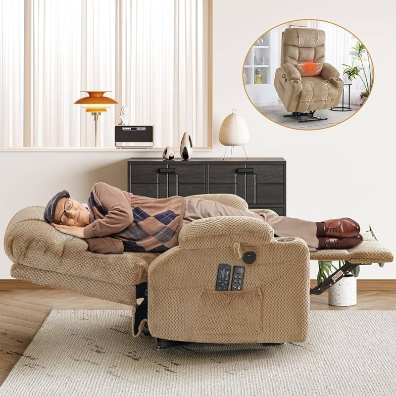 Lift Recliner in Waffle Weave Texture with Power Lift Mechanism