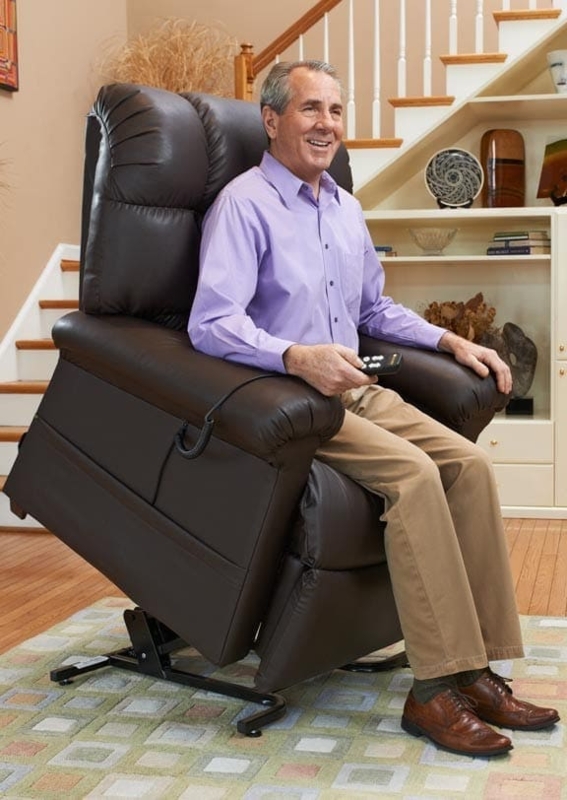 Lift Recliner Overstuffed Leather Like Power Base