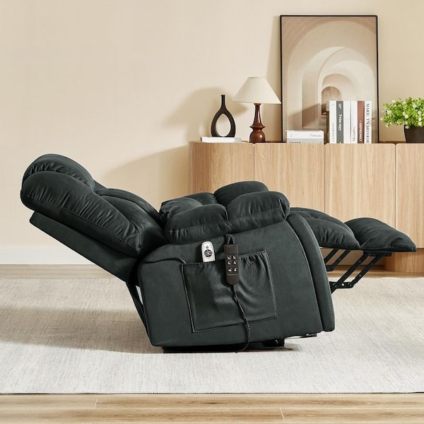 Lift Recliner Power Charcoal Gray Integrated Remote Oversized