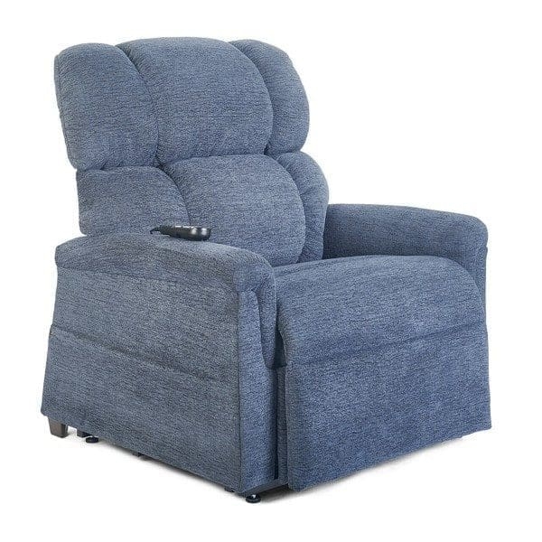 Lift Recliner Slate Blue Woven Fabric Three Pillow Back
