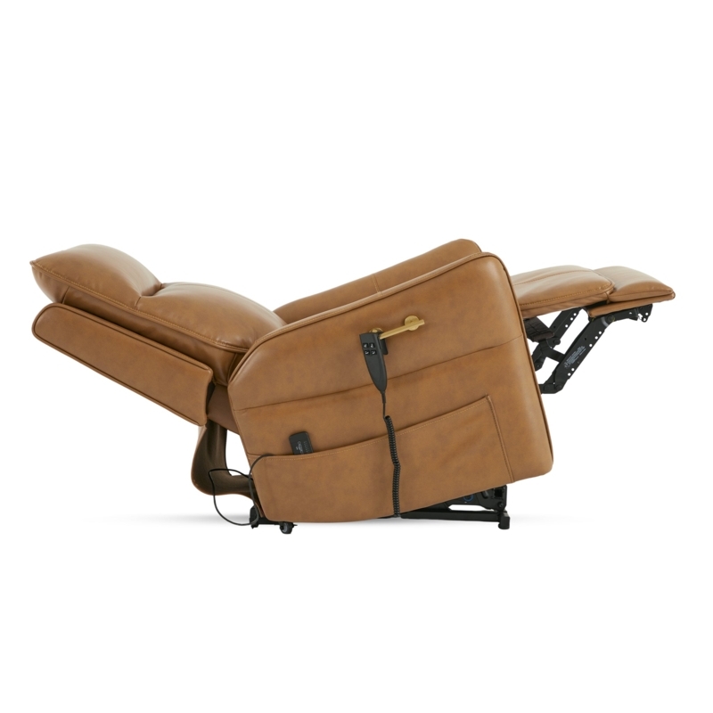 Lift Recliner Tan Leather Like Zero Gravity Position Power Lift