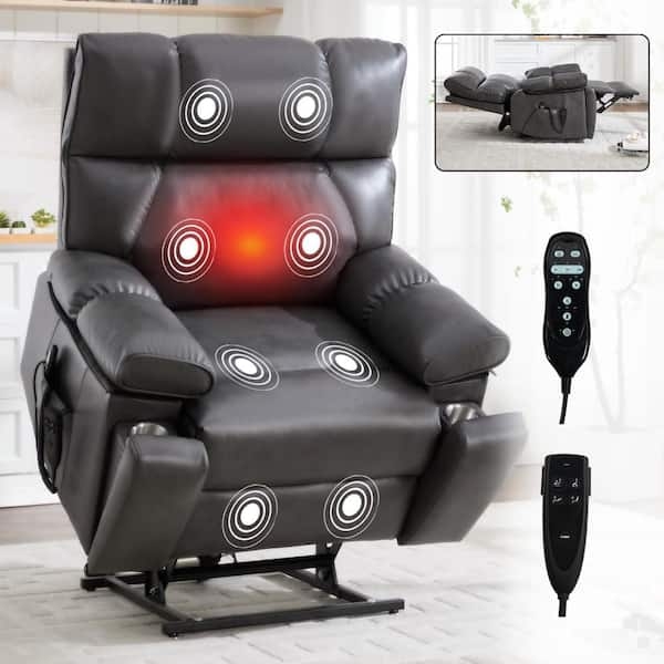 Lift Recliner with Hidden Cup Holders, Heat Massage & Dual Motor Power