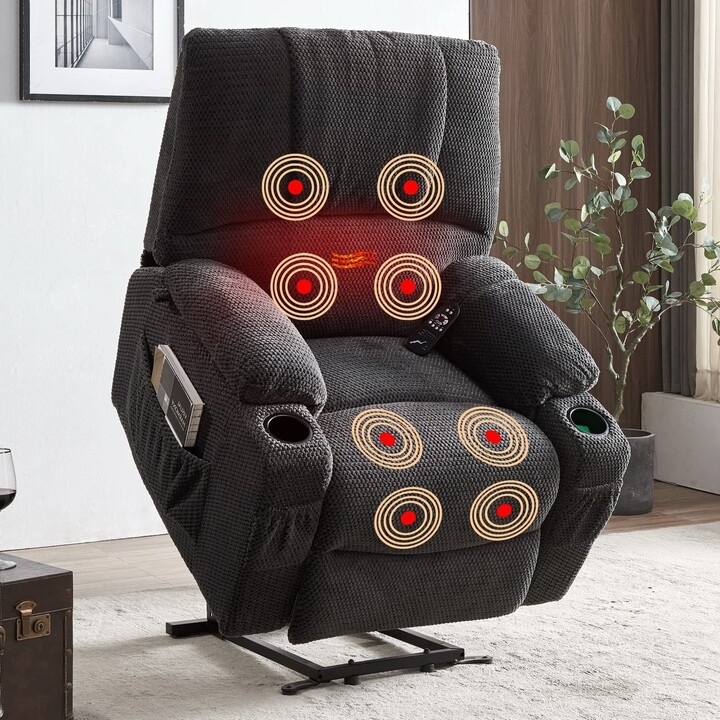Lift Recliner with Honeycomb Fabric and 8-Point Vibration Massage