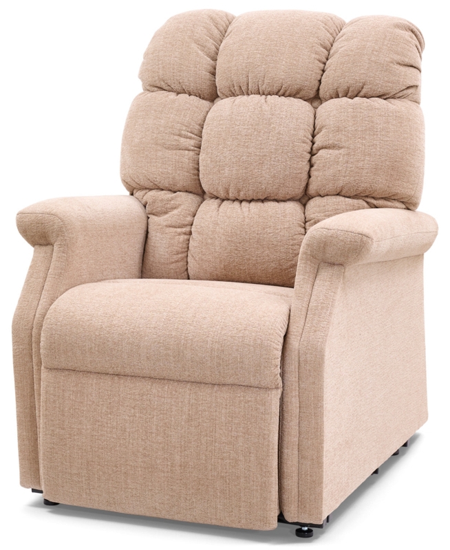 Lift Recliner with Segmented Tufted Back and Rolled Arms, Sand Beige