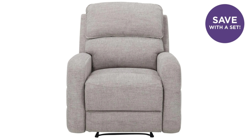 Light Gray Chenille Power Recliner with Tiered Back