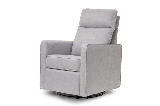 Light Gray High Back Nursery Glider with Track Arms and Swivel Base