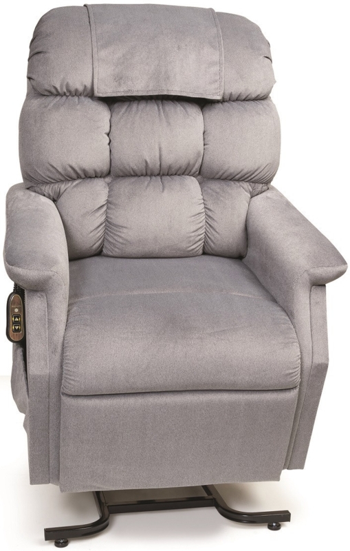 Light Gray Power Lift Recliner with Plush Segmented Backrest