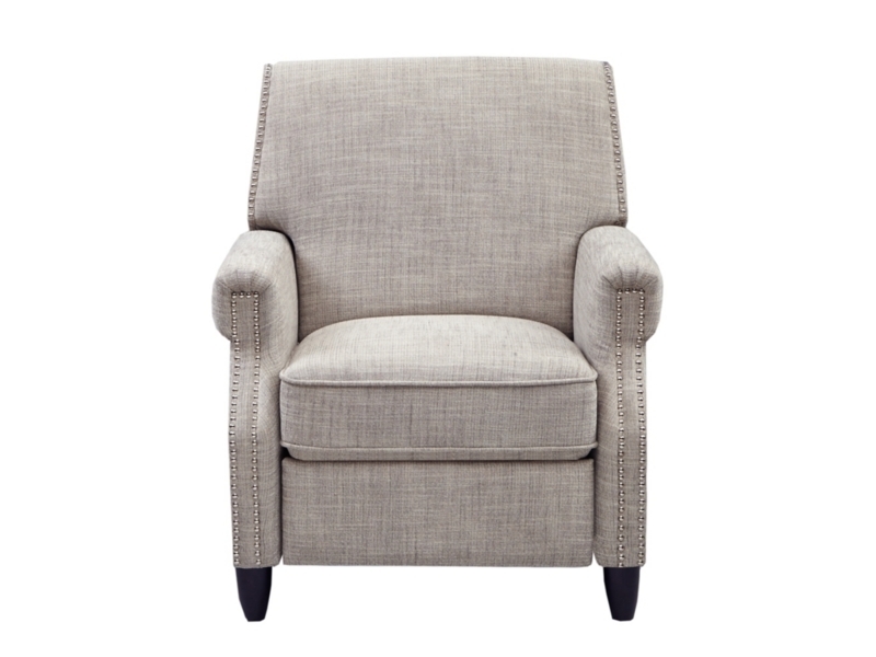 Light Grey Linen Look Recliner with Nailhead Trim accents