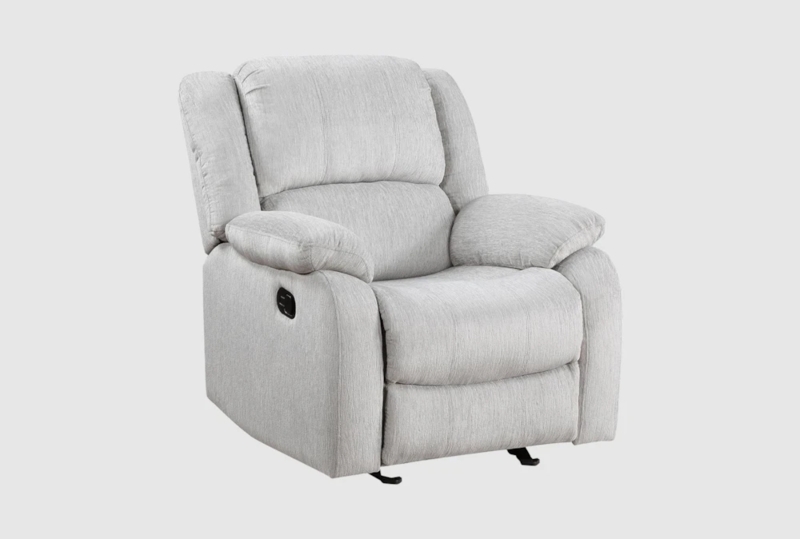 Light Grey Manual Glider Recliner with Divided Back Support