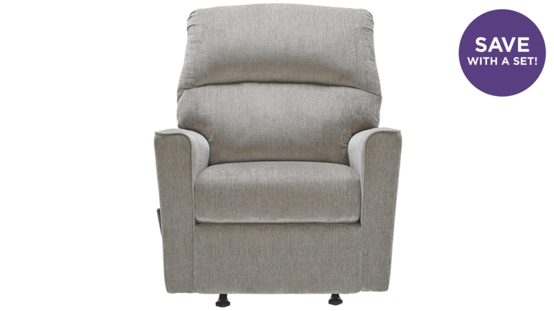 Light Grey Rocker Recliner with Split Back Cushion