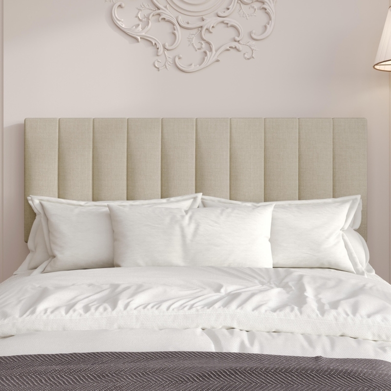 Linen Headboard Vertical Channel Tufting Upholstered