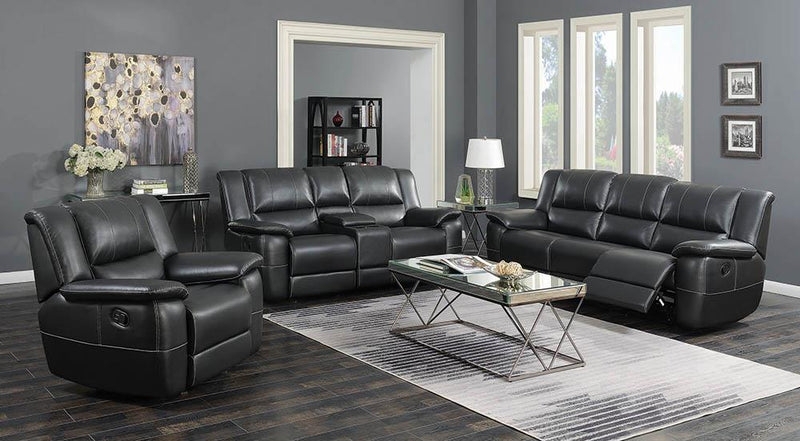 Living Room Set Charcoal Motion Contrast Stitching 3-Piece