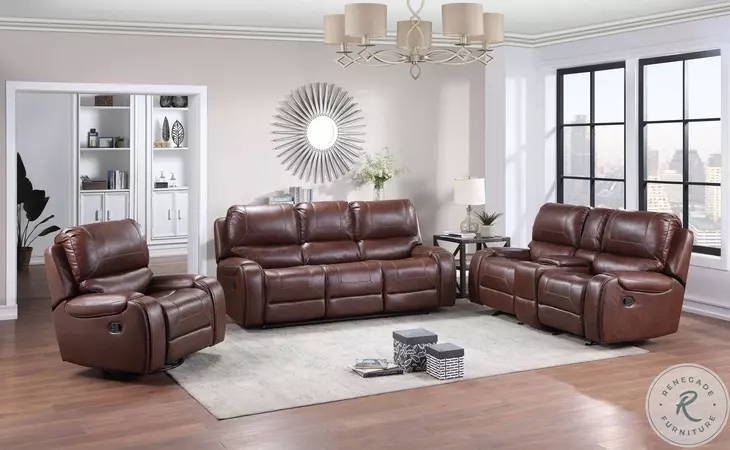 Living Room Set with Center Console and Pillow Top Back