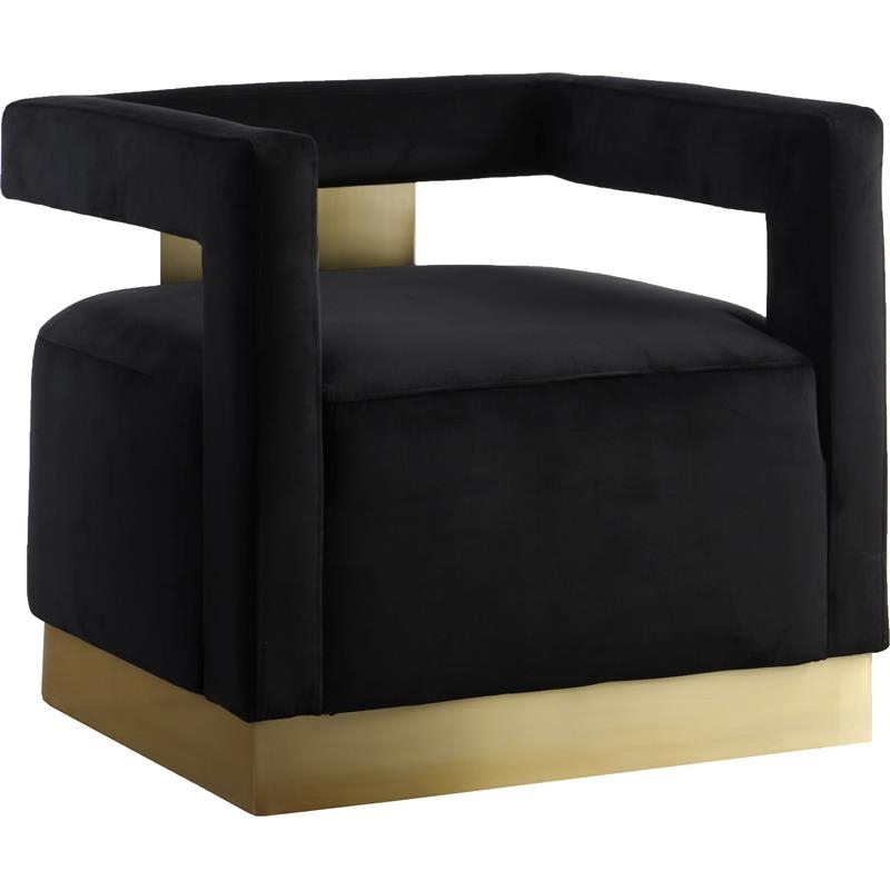 Low-Profile Armchair featuring Open Back Design on Brushed Plinth Base