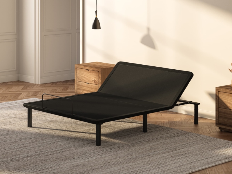 Low Profile Black Metal Adjustable Bed Base Articulated Head