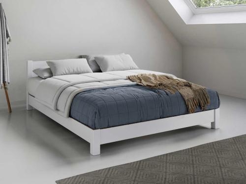 Low Profile Platform Bed Frame with Minimalist Low Headboard